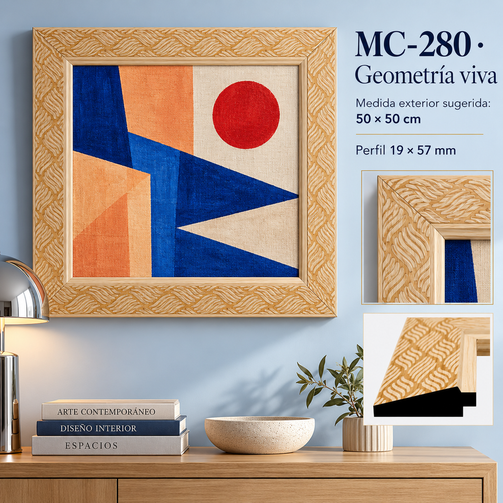 Moldura de madera grabada para marco MC280 – Kit de 4 piezas
