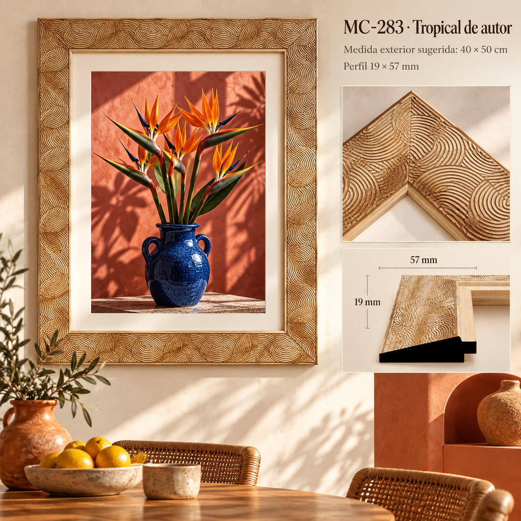 Moldura de madera grabada para marco MC283 – Kit de 4 piezas