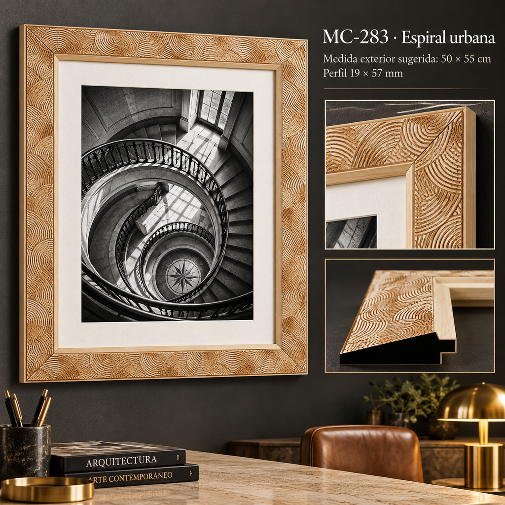 Moldura de madera grabada para marco MC283 – Kit de 4 piezas
