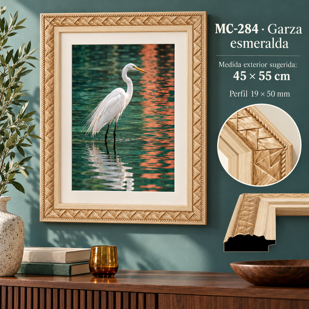 Moldura de madera grabada para marco MC284 – Kit de 4 piezas