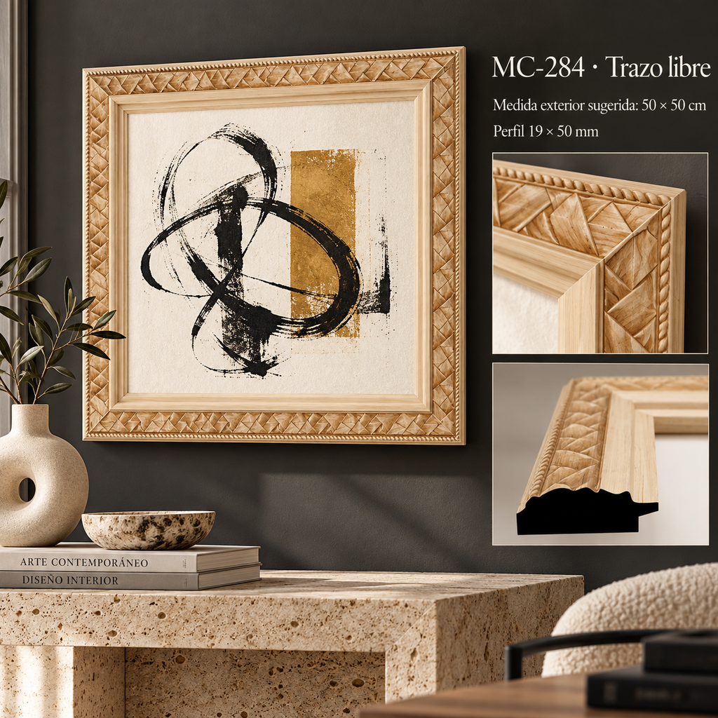 Moldura de madera grabada para marco MC284 – Kit de 4 piezas
