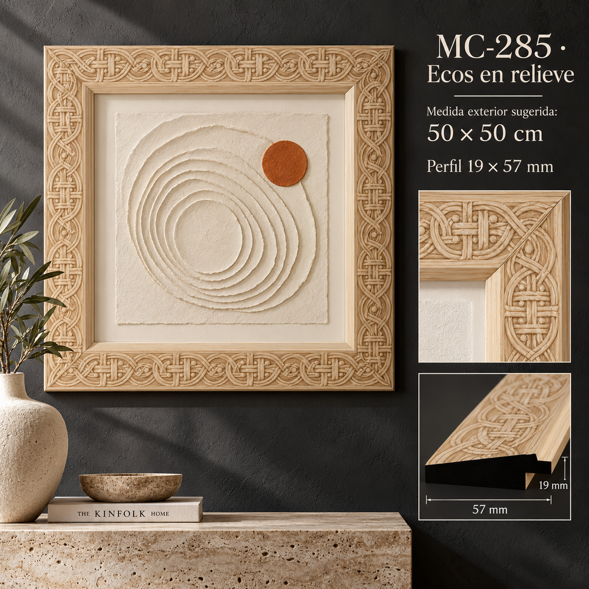 Moldura de madera grabada para marco MC285 – Kit de 4 piezas