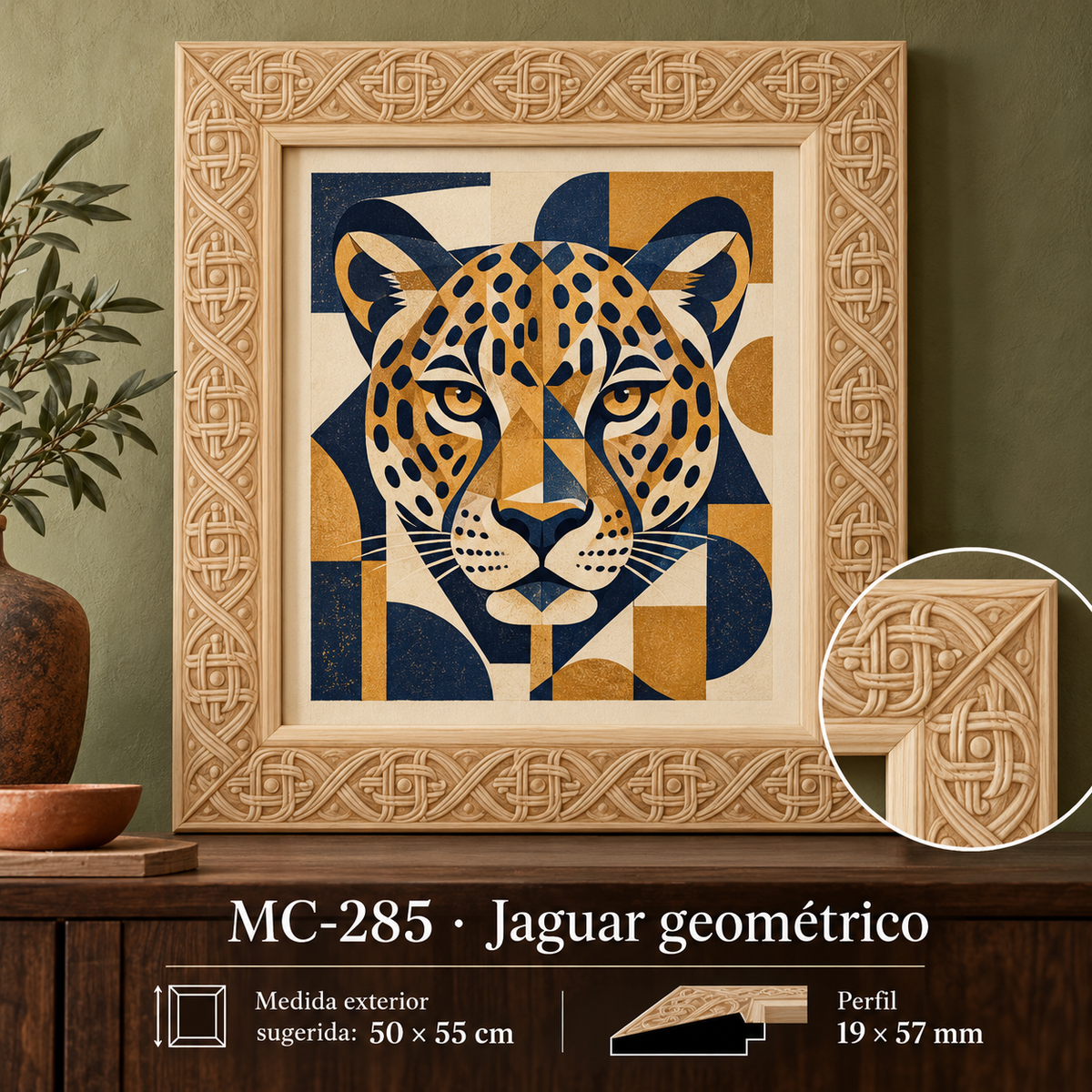 Moldura de madera grabada para marco MC285 – Kit de 4 piezas