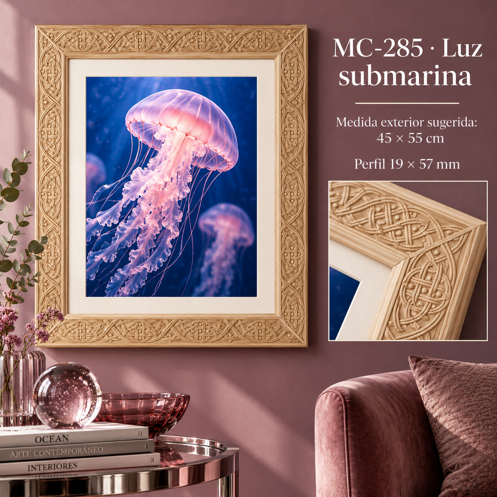 Moldura de madera grabada para marco MC285 – Kit de 4 piezas