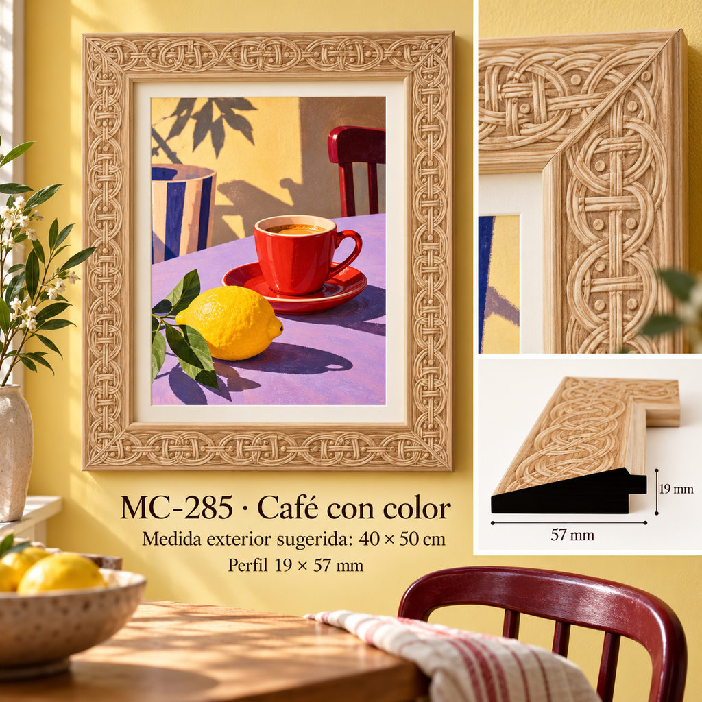 Moldura de madera grabada para marco MC285 – Kit de 4 piezas
