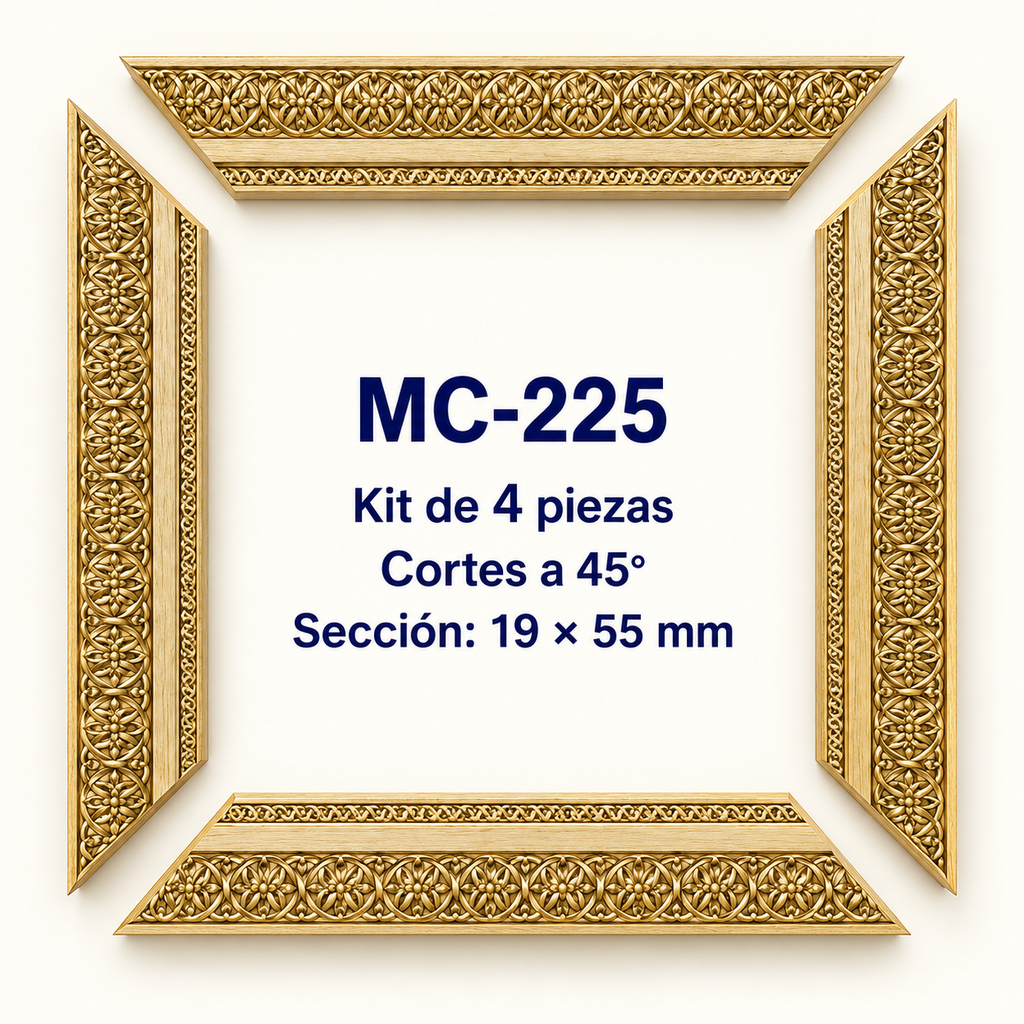 Moldura de madera grabada para marco MC225 – Kit de 4 piezas