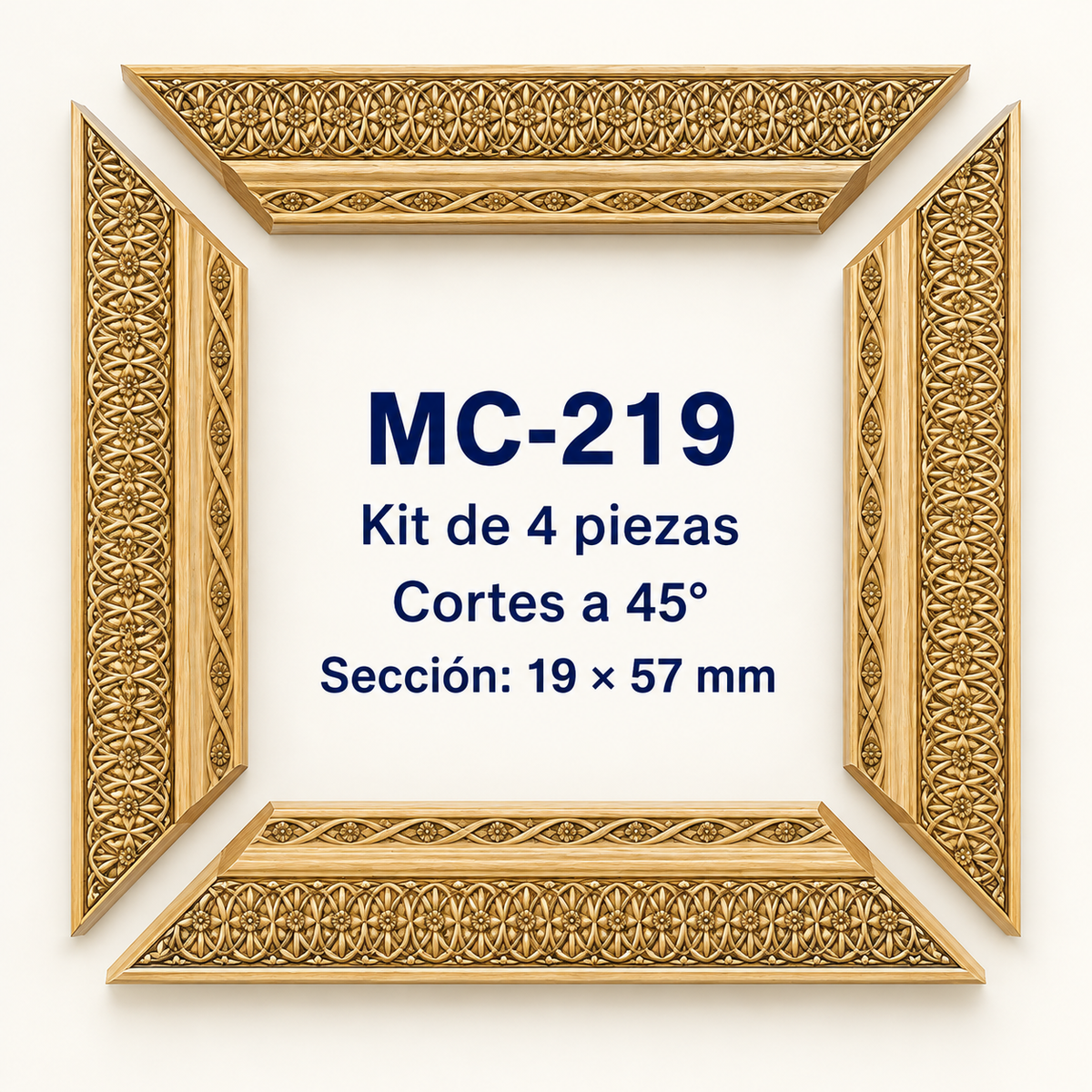Moldura de madera grabada para marco MC219 – Kit de 4 piezas