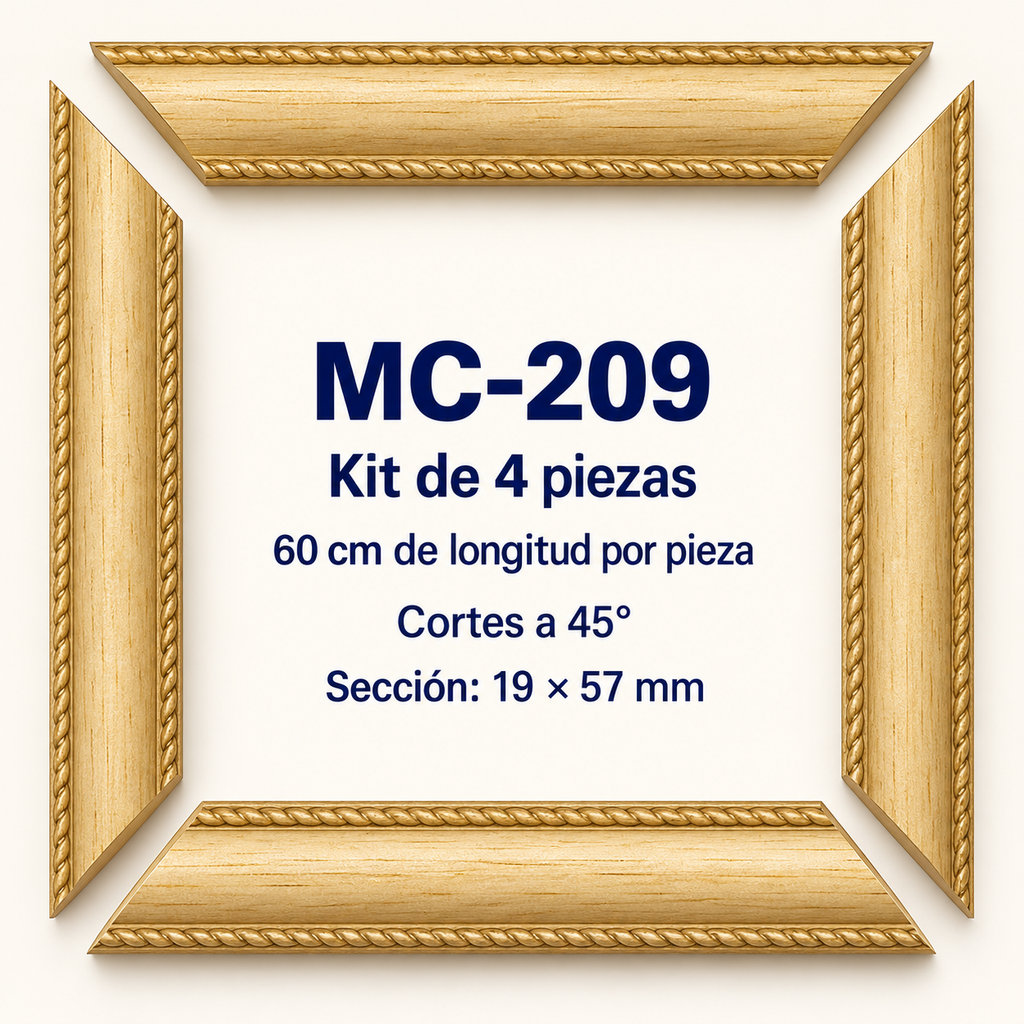Moldura de madera grabada para marco MC209 – Kit de 4 piezas