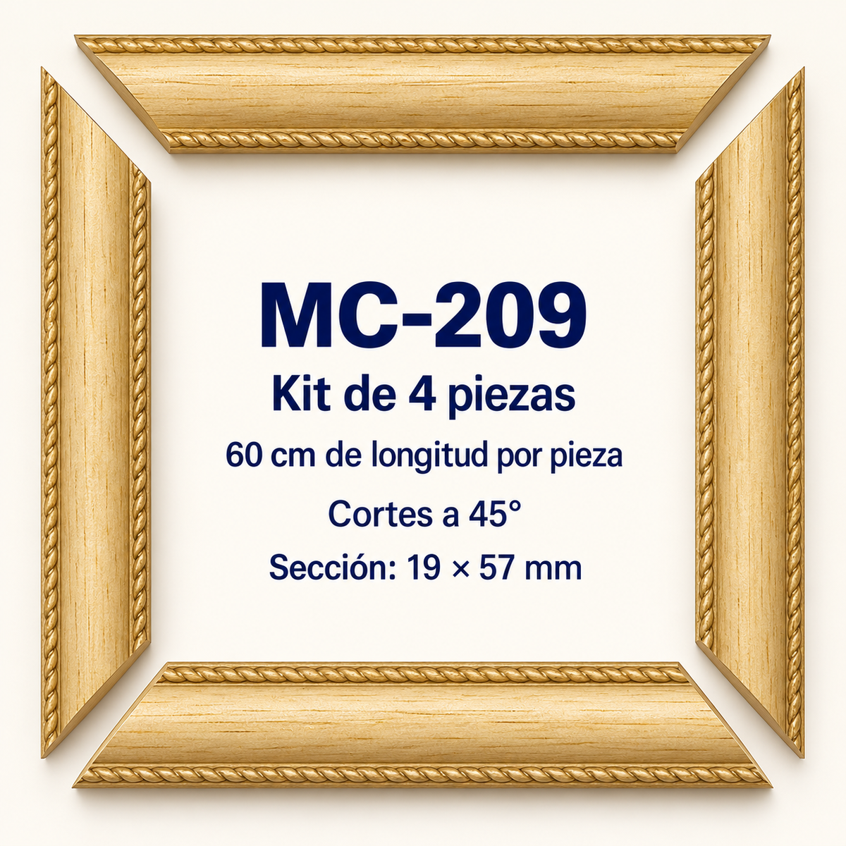 Moldura de madera grabada para marco MC209 – Kit de 4 piezas
