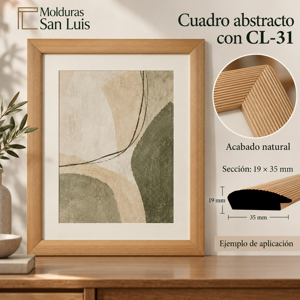 Moldura de madera lisa para marco CL31 – Kit de 4 piezas