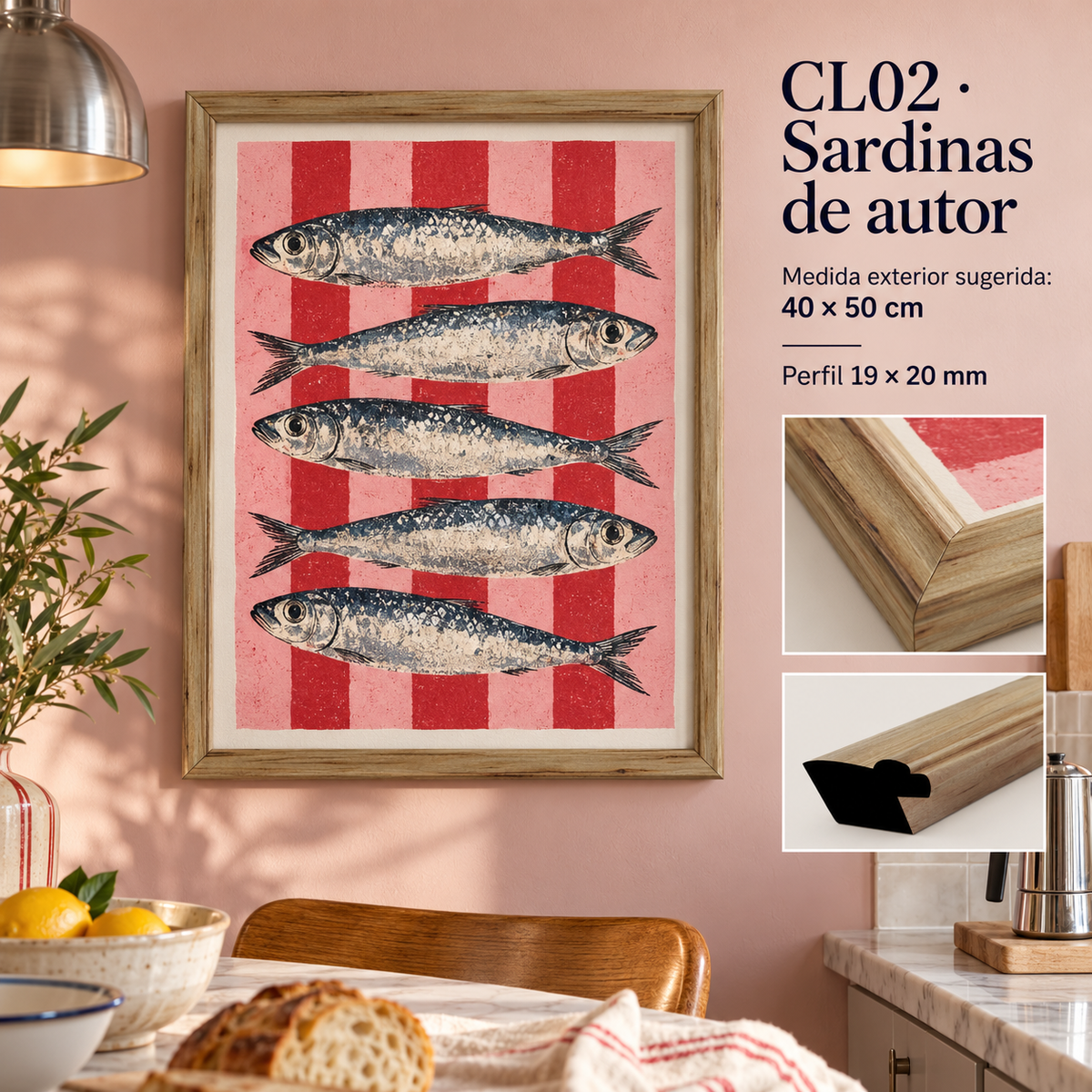 Moldura de madera lisa para marco CL02 – Kit de 4 piezas