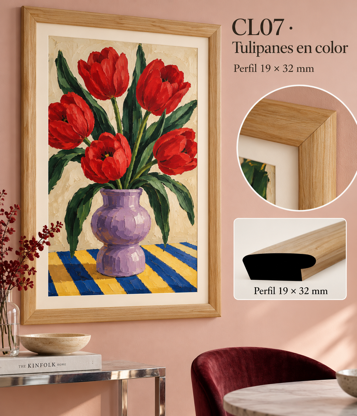 Moldura de madera lisa para marco CL07 – Kit de 4 piezas