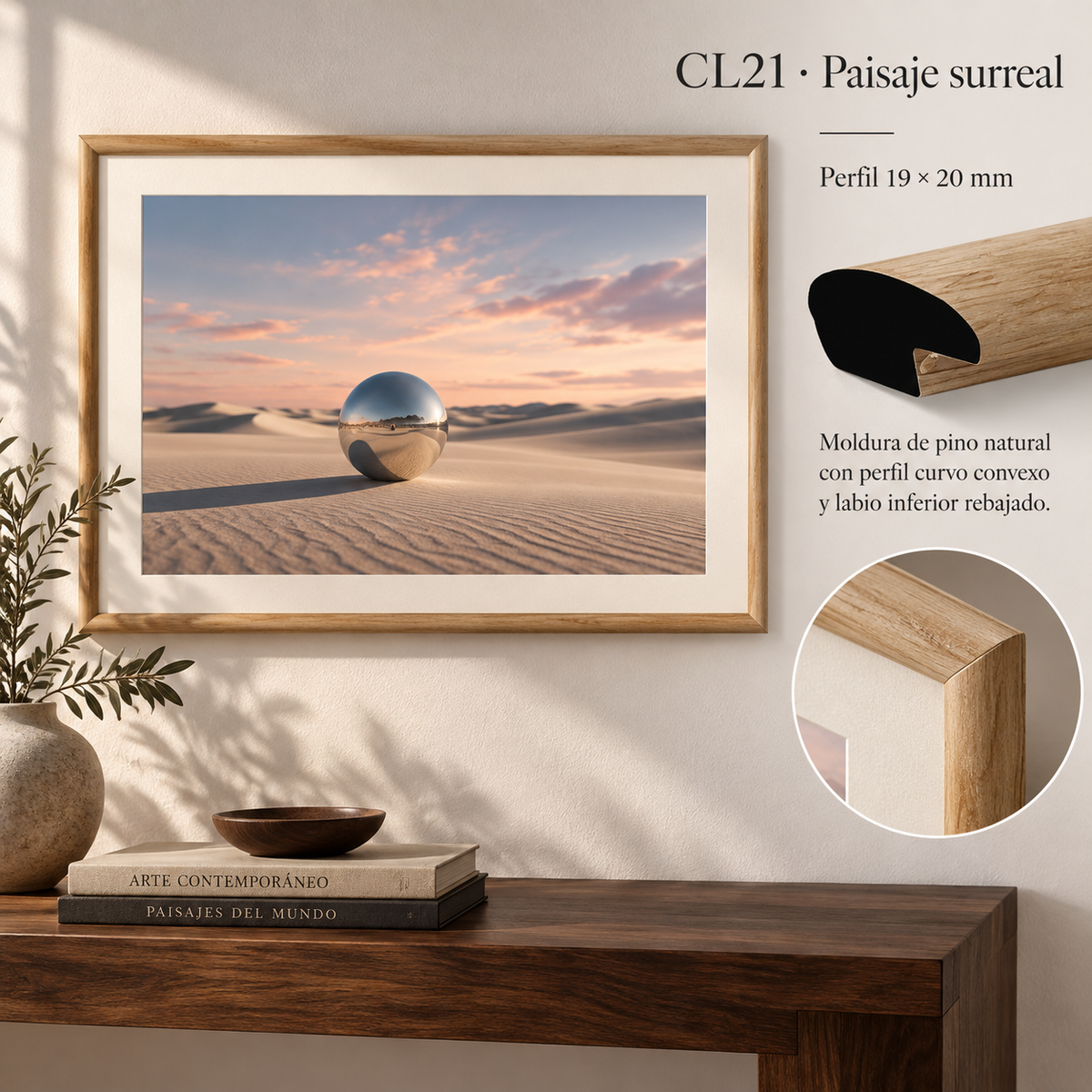 Moldura de madera lisa para marco CL21 – Kit de 4 piezas