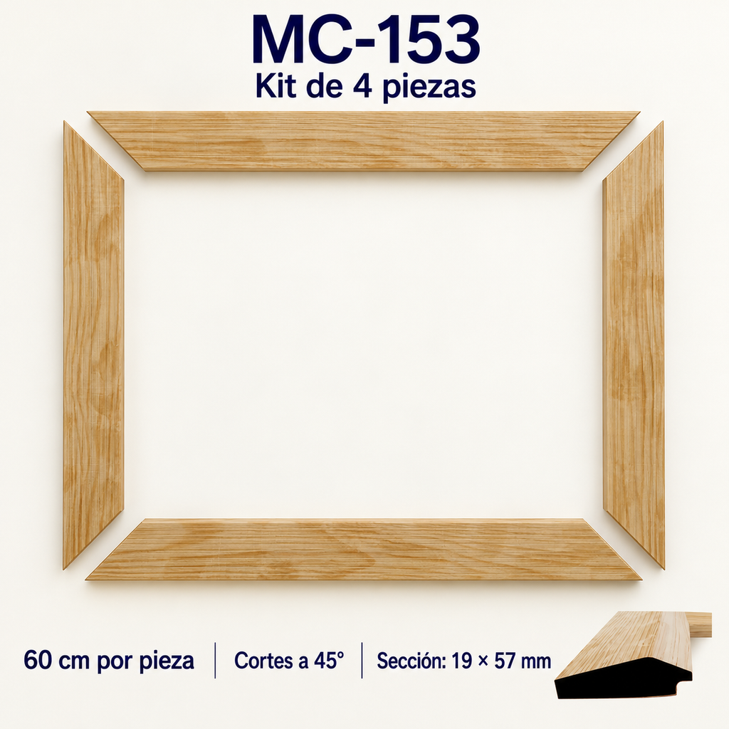 Moldura de madera grabada para marco MC153 – Kit de 4 piezas