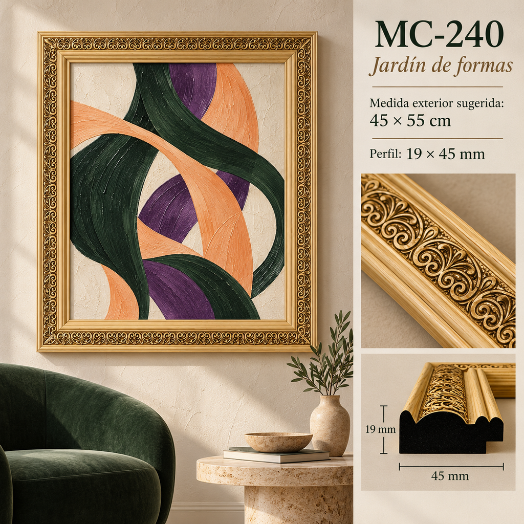 Moldura de madera grabada para marco MC240 – Kit de 4 piezas