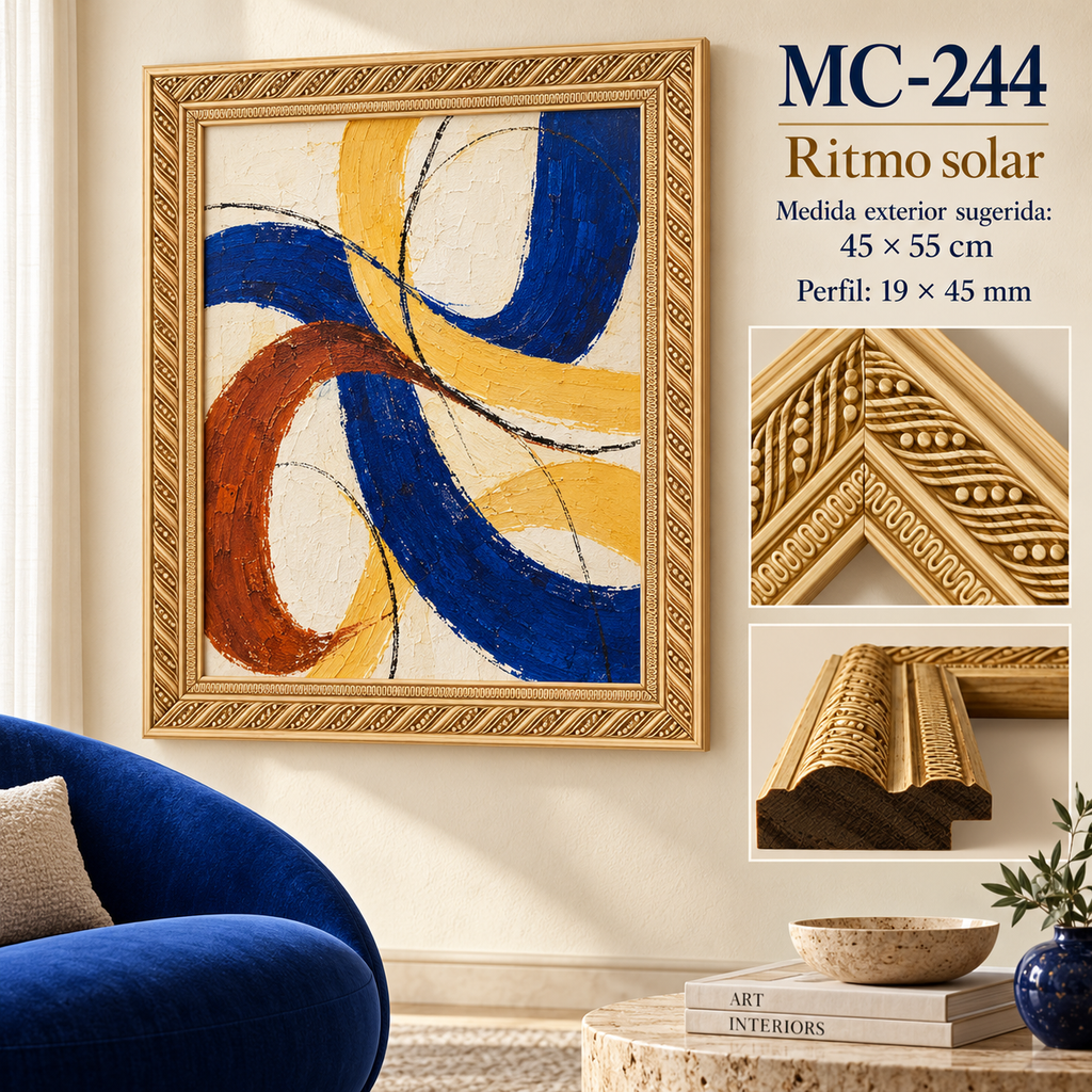 Moldura de madera grabada para marco MC244 – Kit de 4 piezas