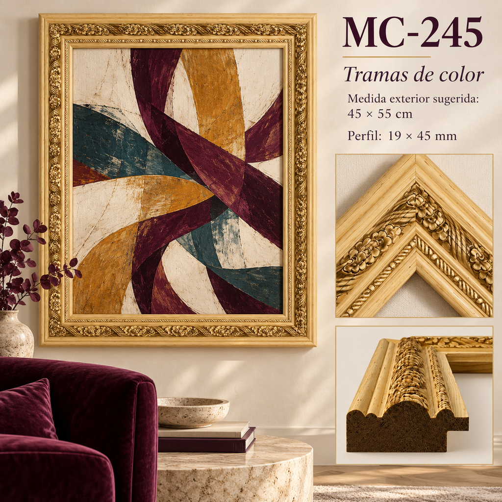 Moldura de madera grabada para marco MC245 – Kit de 4 piezas
