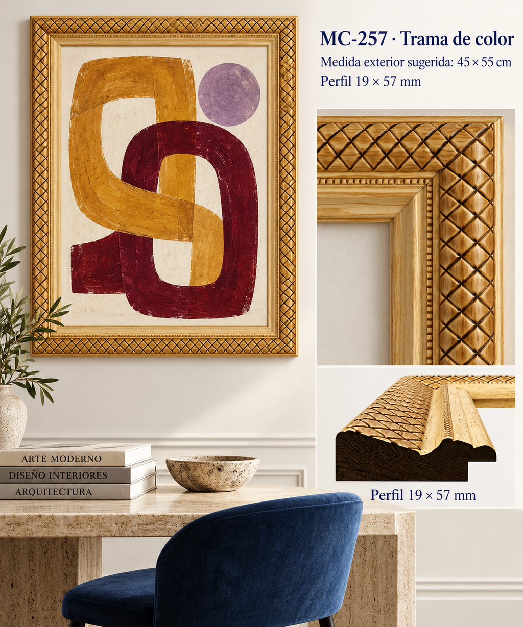 Moldura de madera grabada para marco MC257 – Kit de 4 piezas