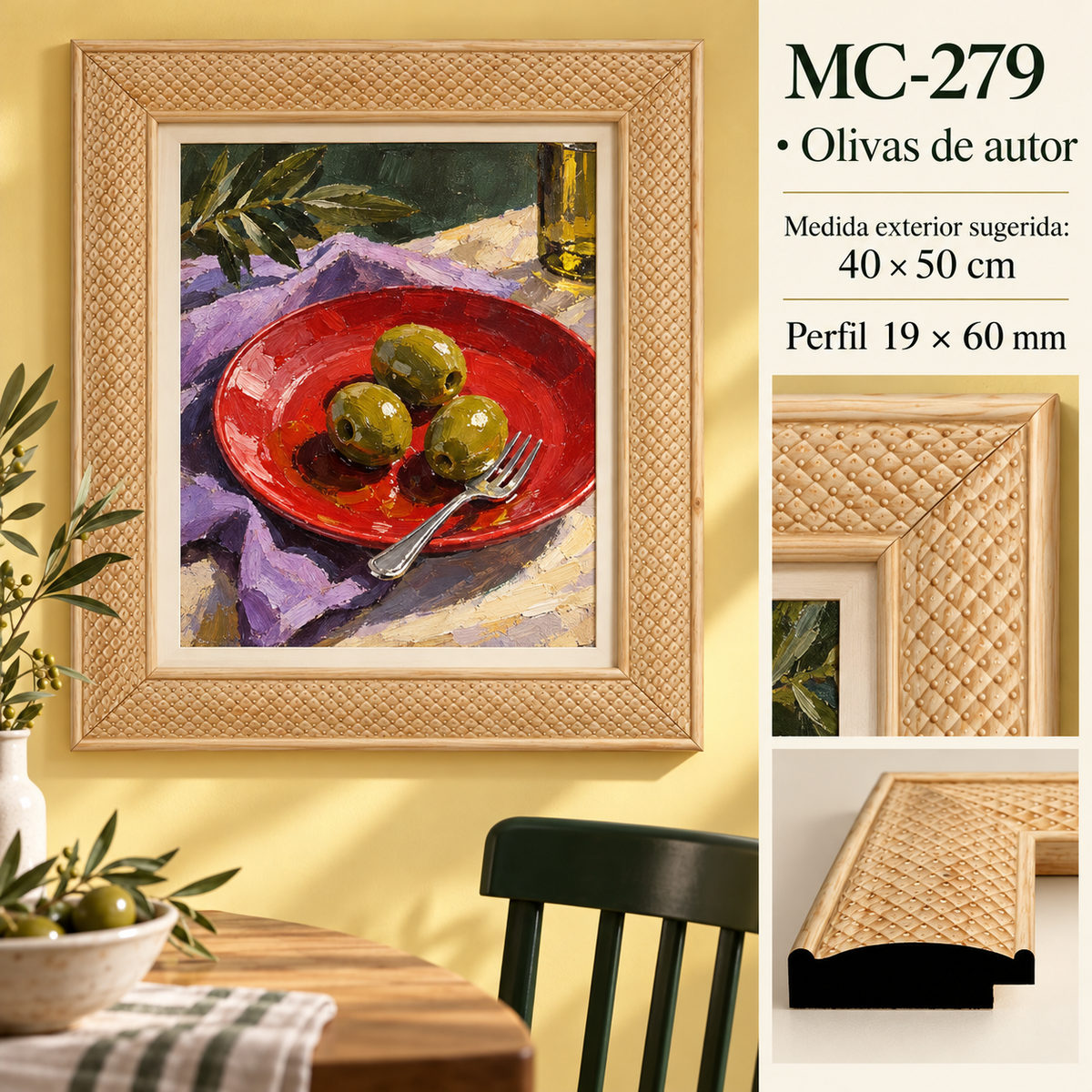 Moldura de madera grabada para marco MC279 – Kit de 4 piezas