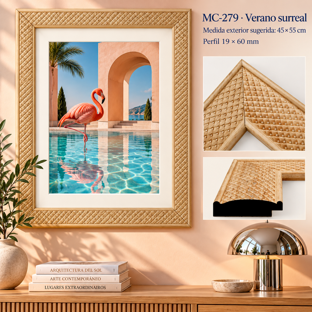 Moldura de madera grabada para marco MC279 – Kit de 4 piezas