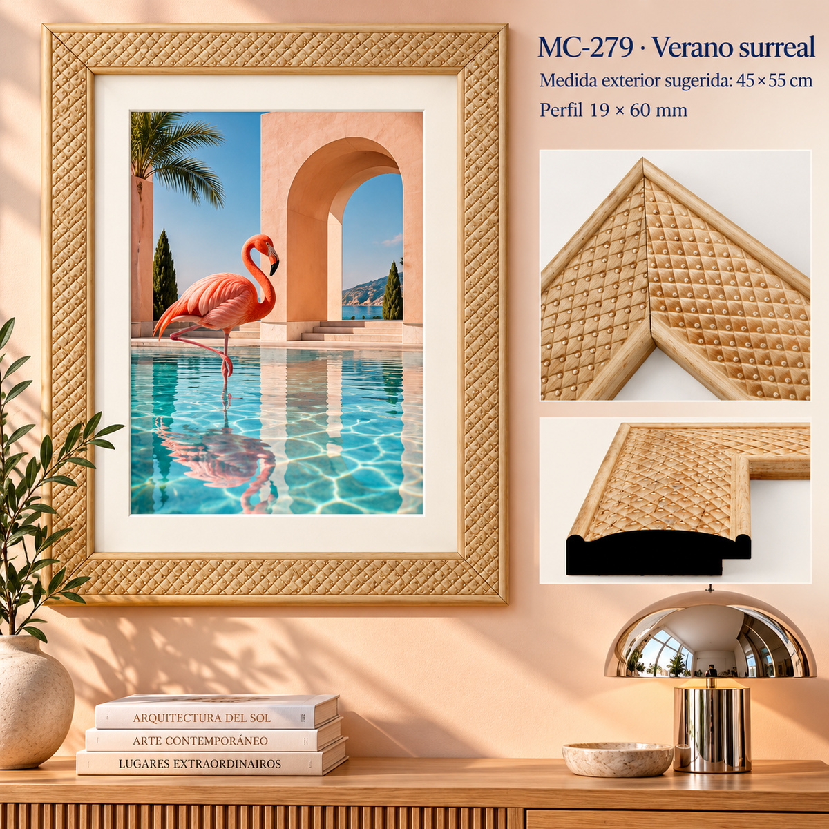 Moldura de madera grabada para marco MC279 – Kit de 4 piezas