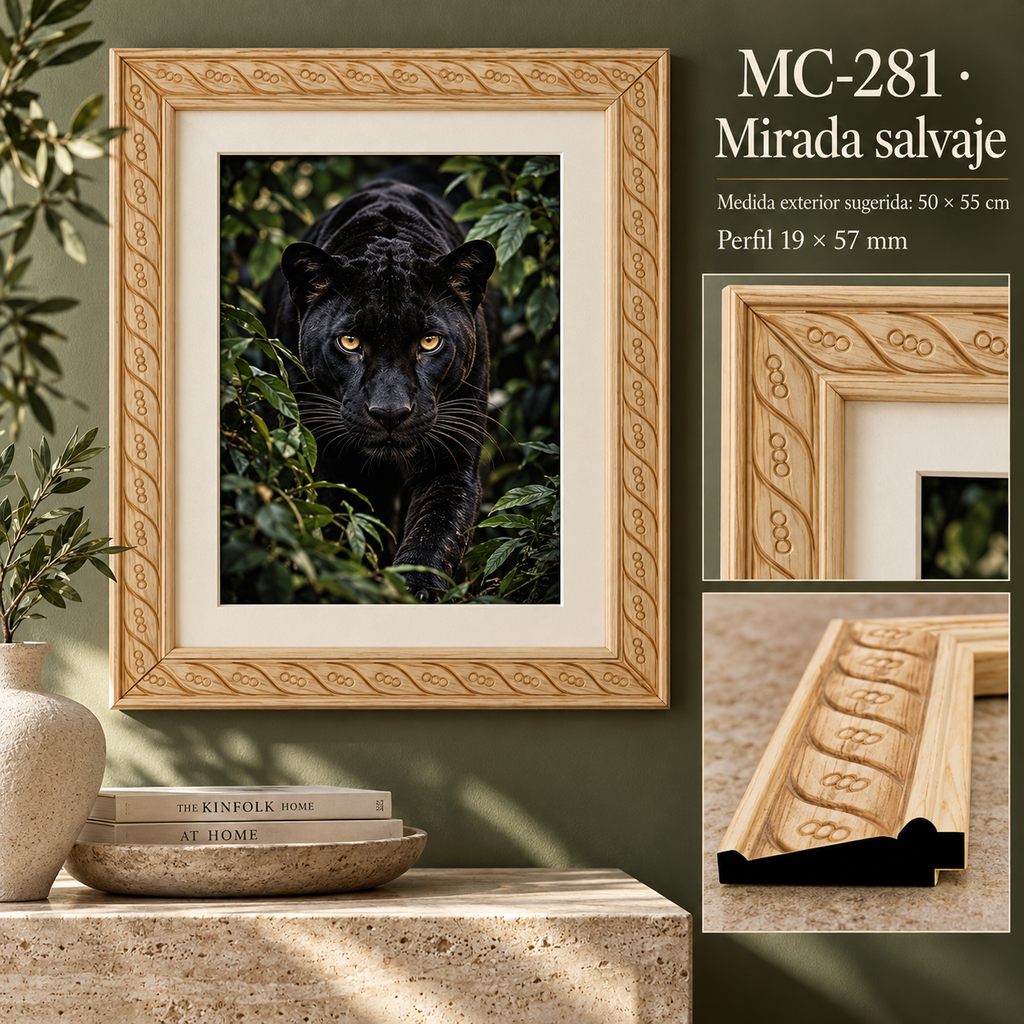 Moldura de madera grabada para marco MC281 – Kit de 4 piezas
