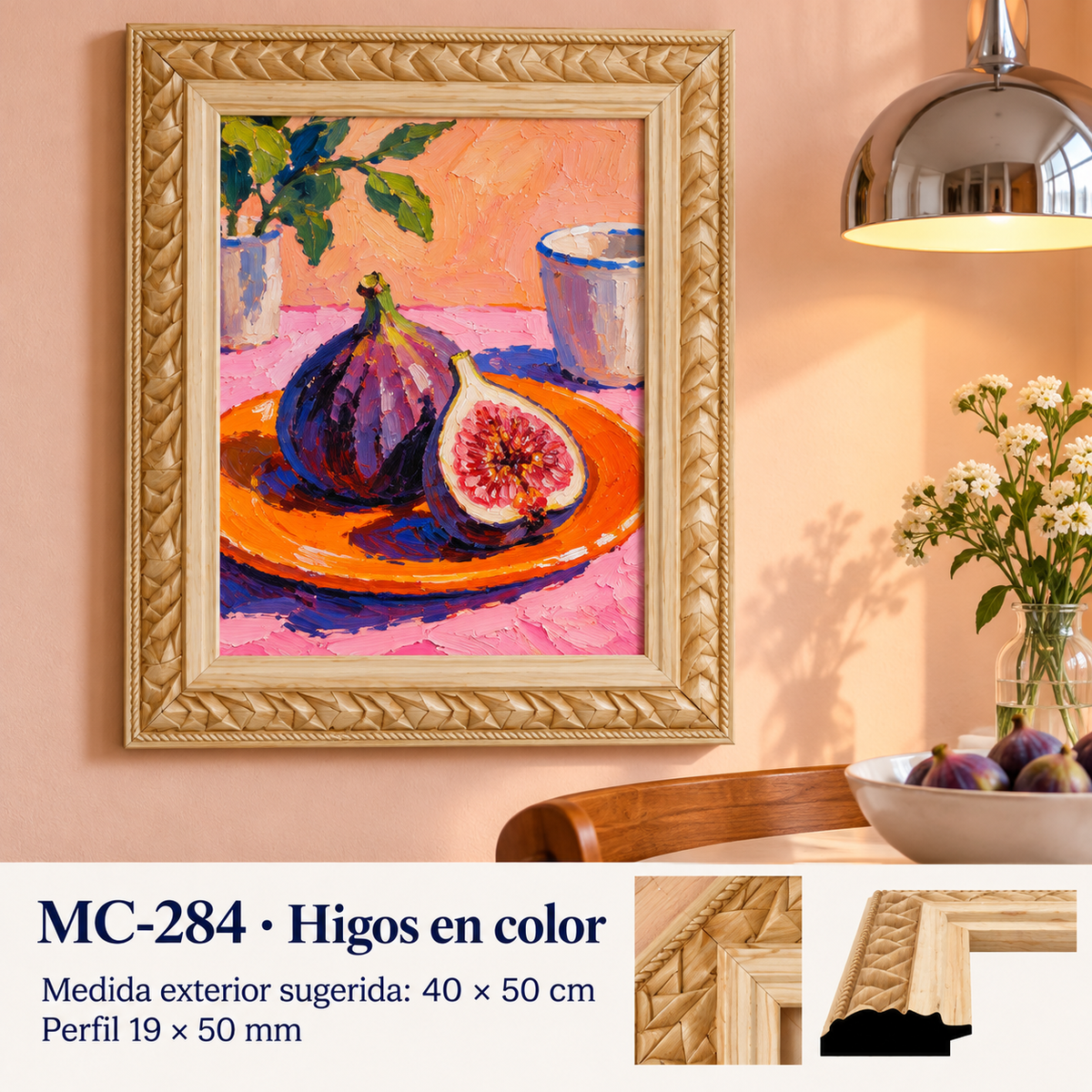 Moldura de madera grabada para marco MC284 – Kit de 4 piezas