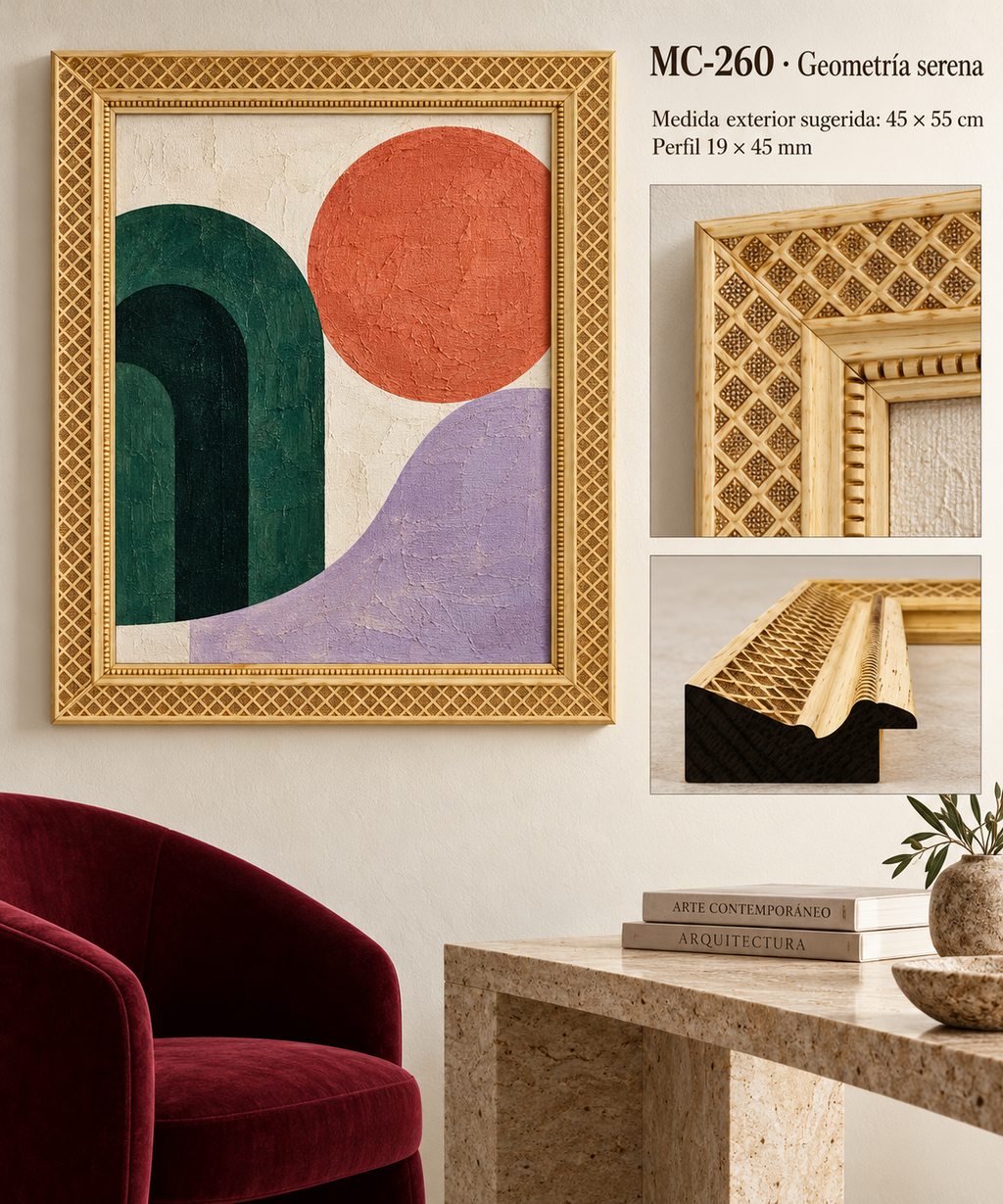 Moldura de madera grabada para marco MC260 – Kit de 4 piezas