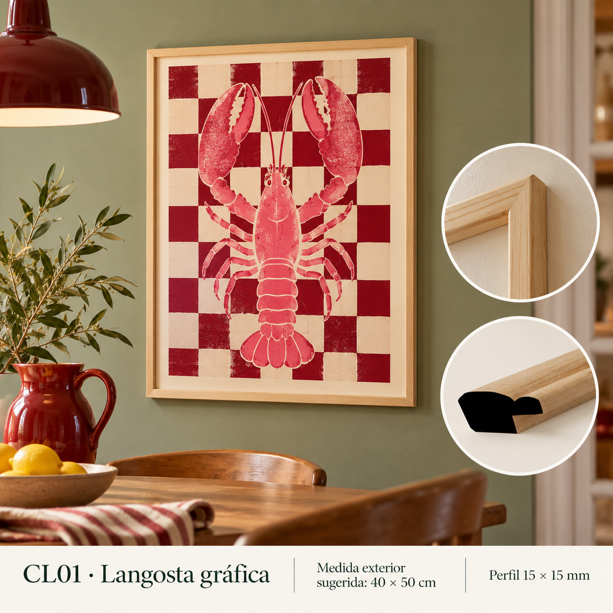 Moldura de madera lisa para marco CL01 – Kit de 4 piezas