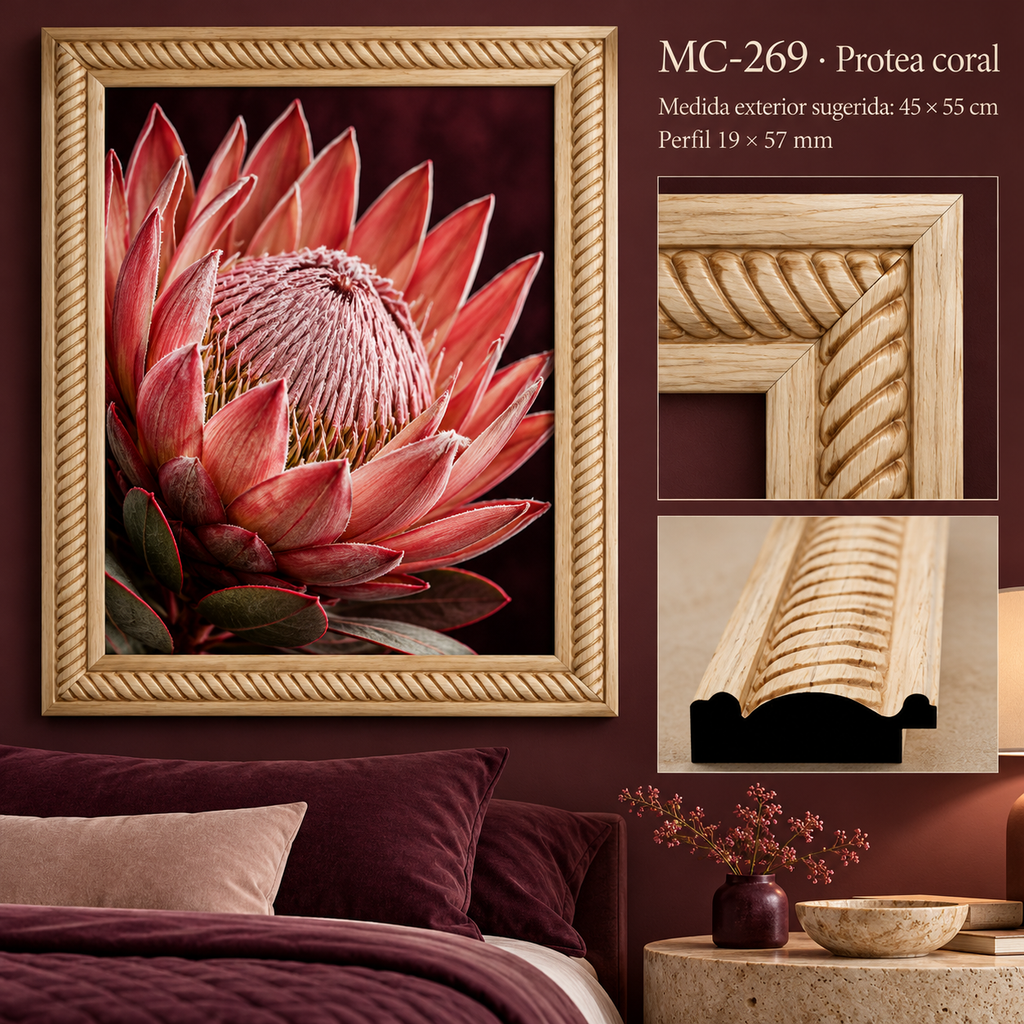 Moldura de madera grabada para marco MC269 – Kit de 4 piezas