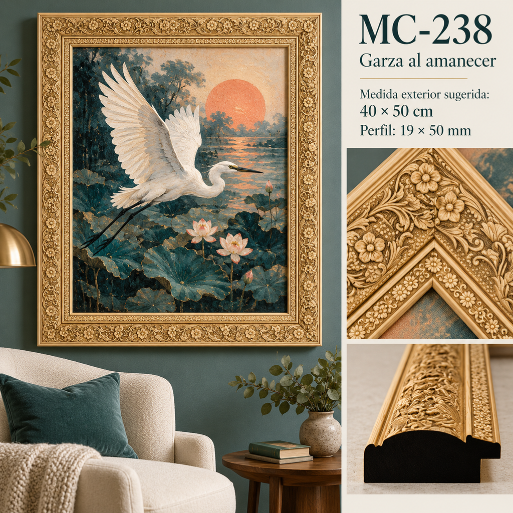 Moldura de madera grabada para marco MC238 – Kit de 4 piezas