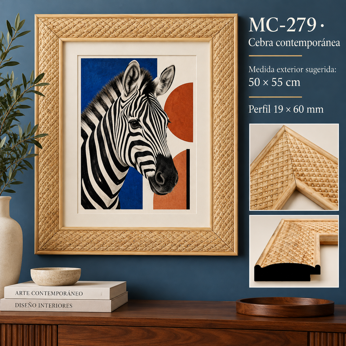 Moldura de madera grabada para marco MC279 – Kit de 4 piezas