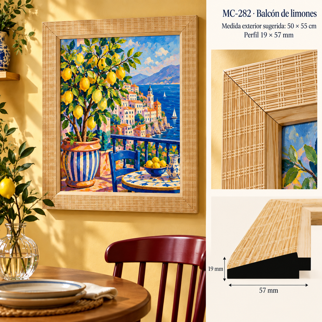 Moldura de madera grabada para marco MC282 – Kit de 4 piezas