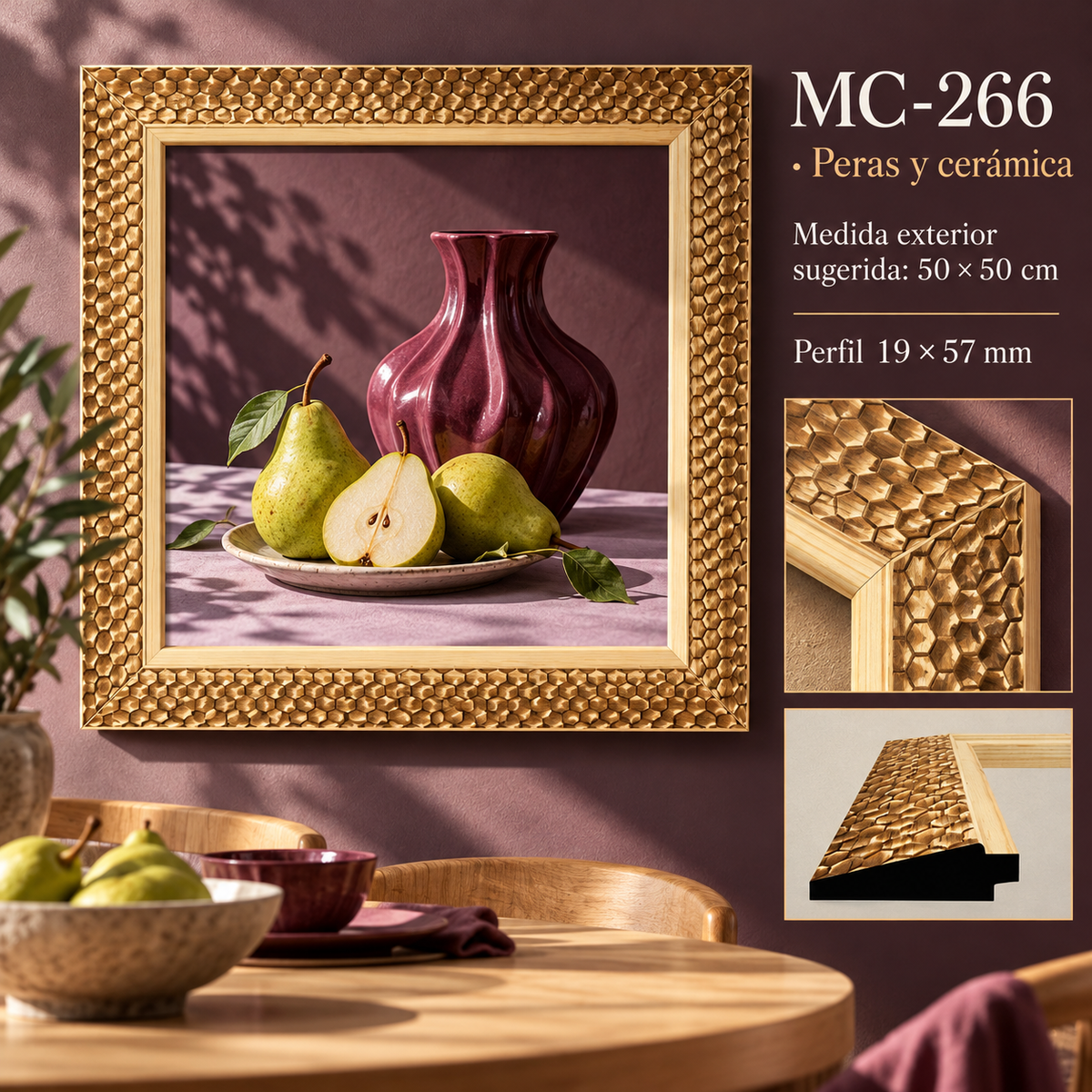 Moldura de madera grabada para marco MC266 – Kit de 4 piezas