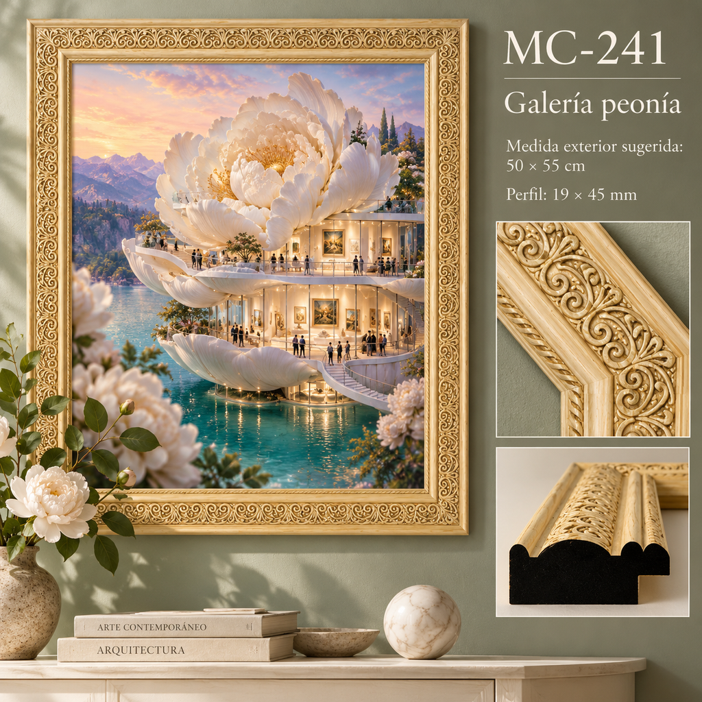 Moldura de madera grabada para marco MC241 – Kit de 4 piezas