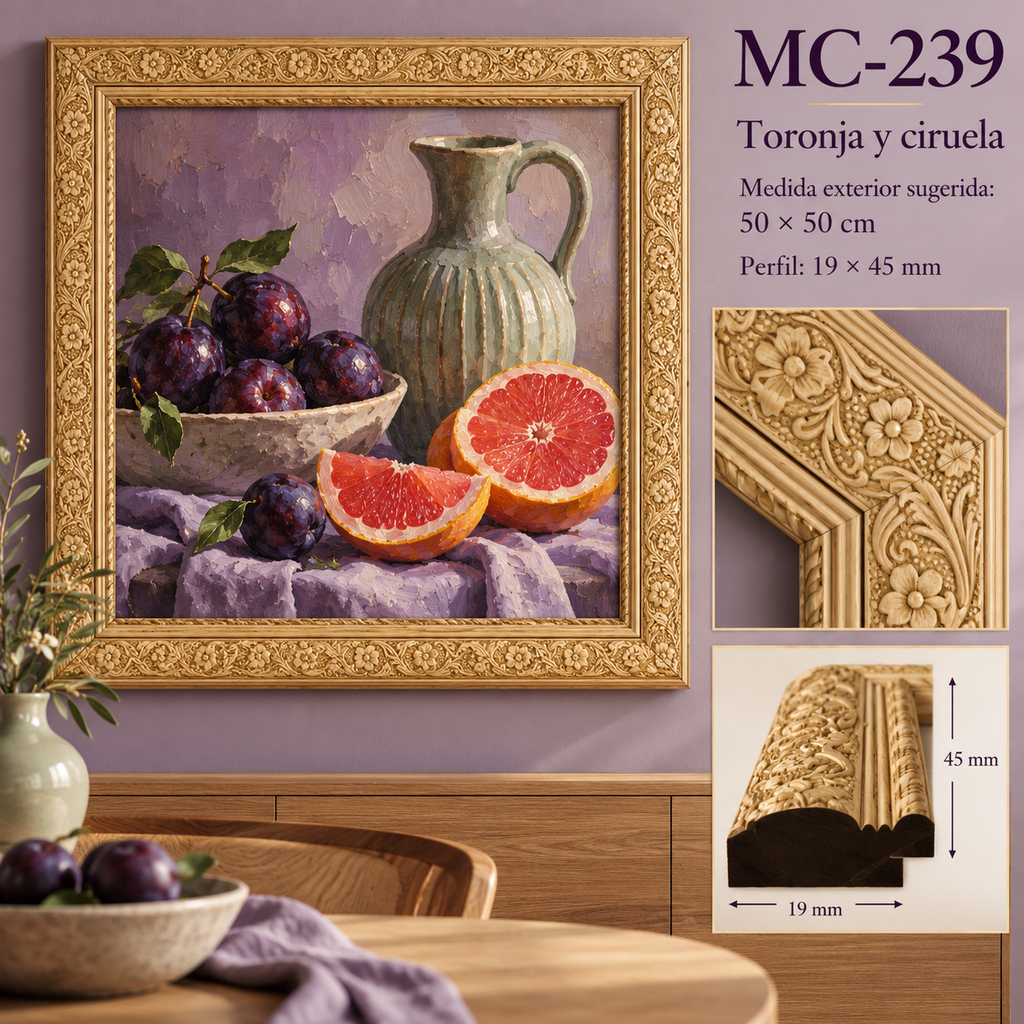 Moldura de madera grabada para marco MC239 – Kit de 4 piezas