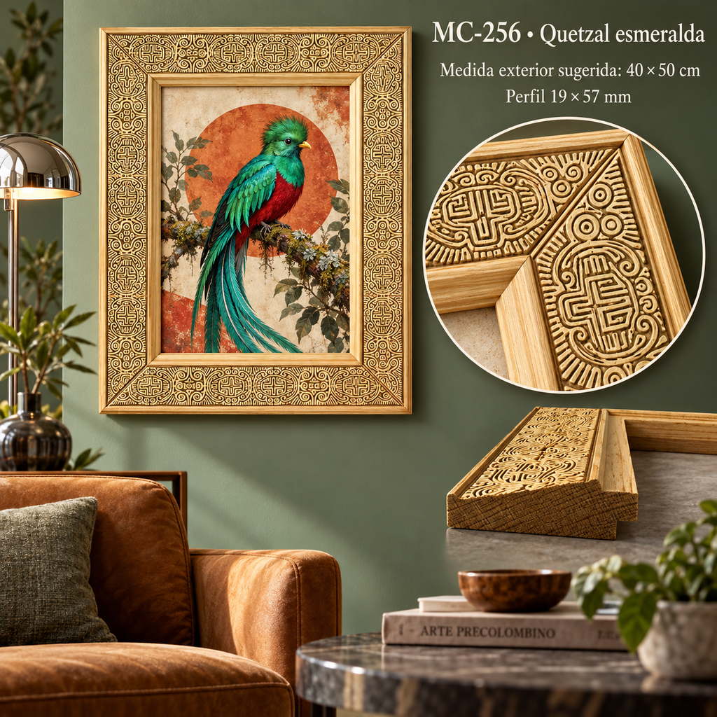 Moldura de madera grabada para marco MC256 – Kit de 4 piezas