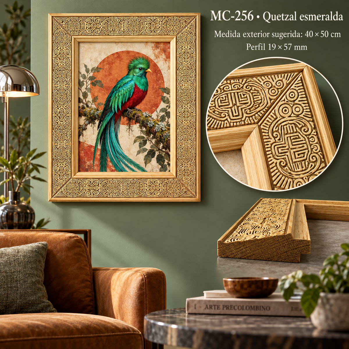 Moldura de madera grabada para marco MC256 – Kit de 4 piezas