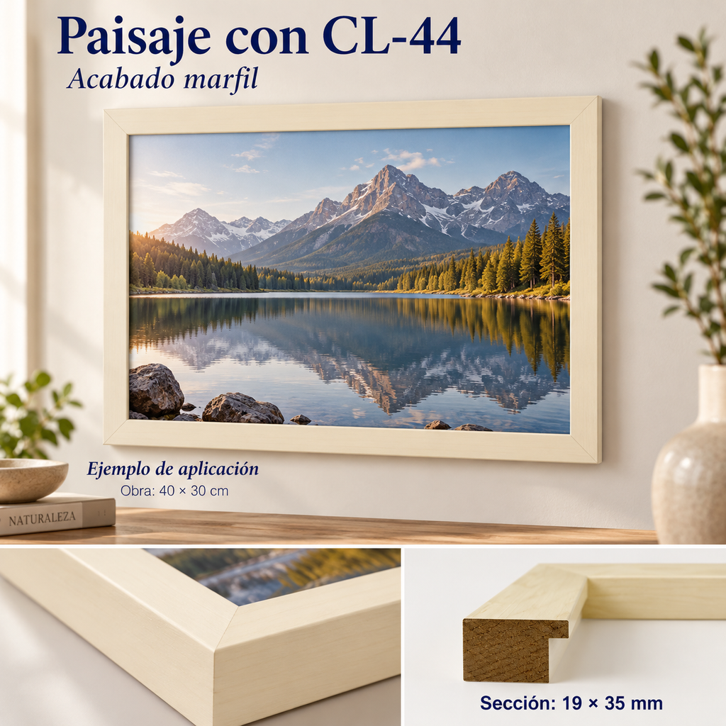 Moldura de madera lisa para marco CL44 – Kit de 4 piezas