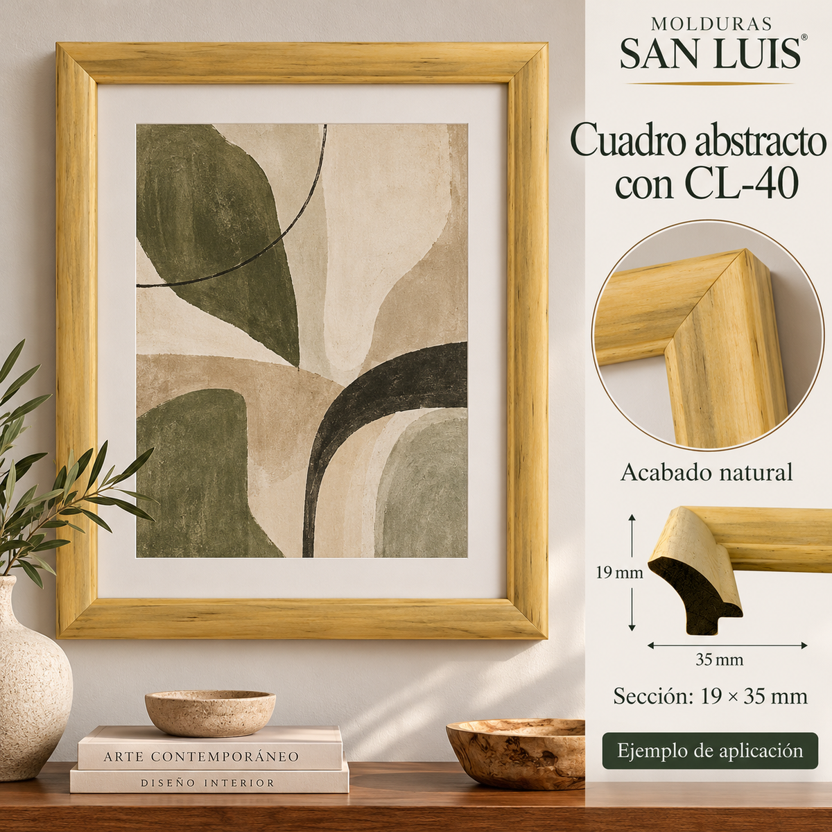Moldura de madera lisa para marco CL40 – Kit de 4 piezas
