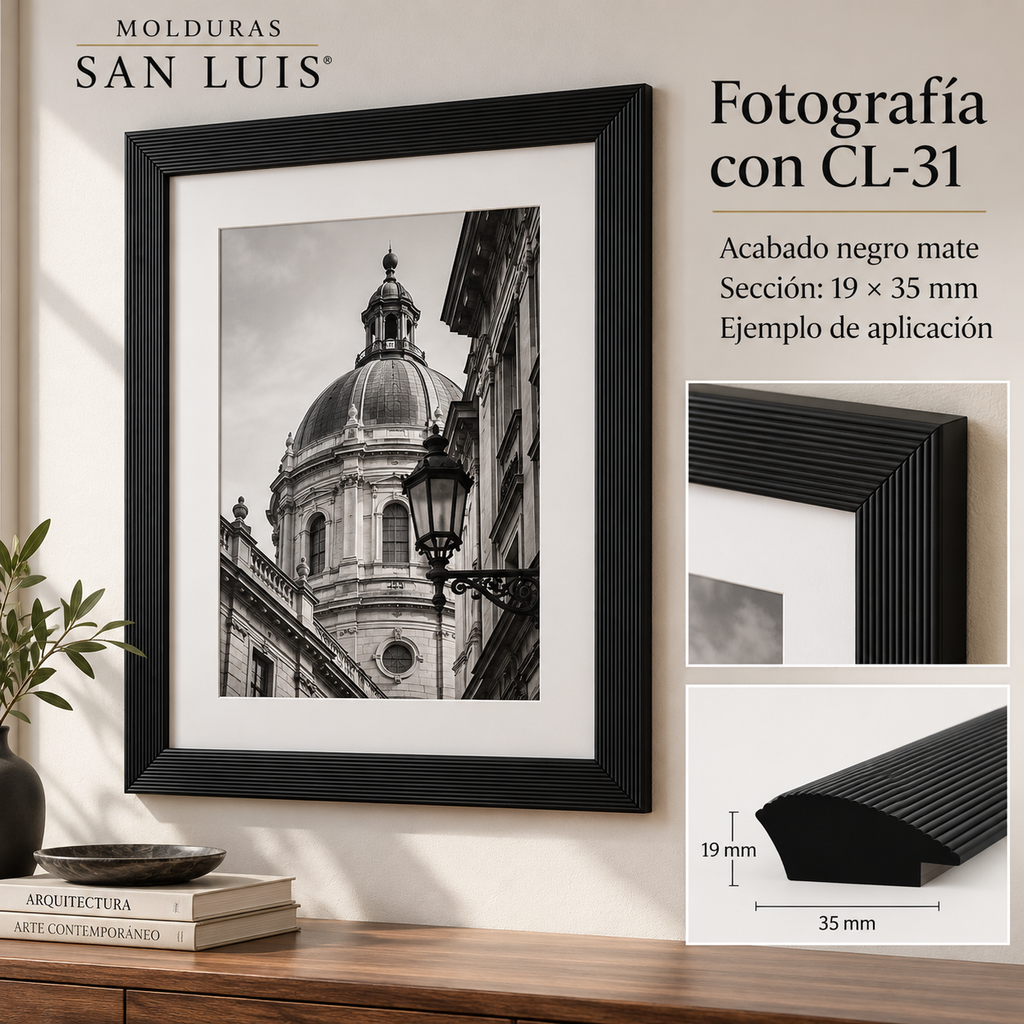 Moldura de madera lisa para marco CL31 – Kit de 4 piezas