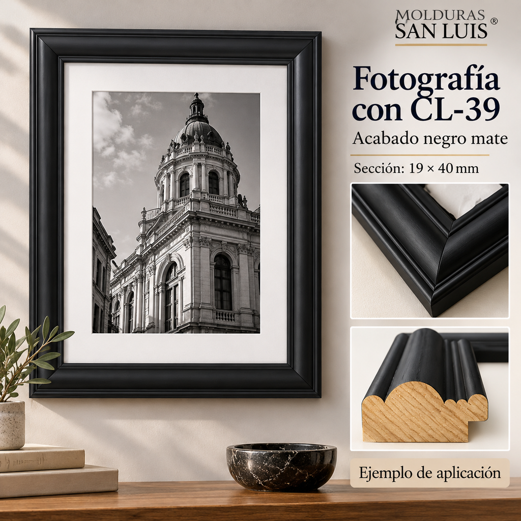 Moldura de madera lisa para marco CL39 – Kit de 4 piezas