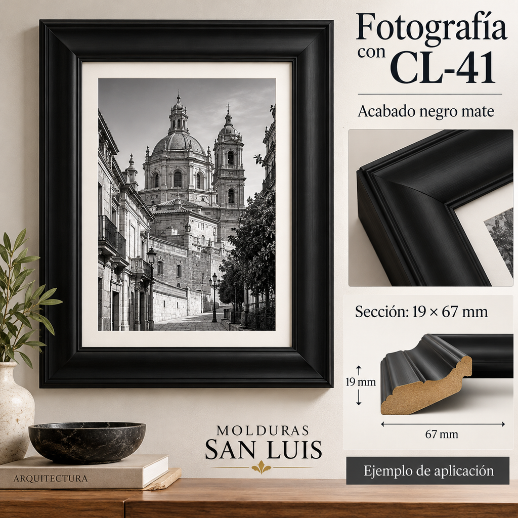 Moldura de madera lisa para marco CL41 – Kit de 4 piezas