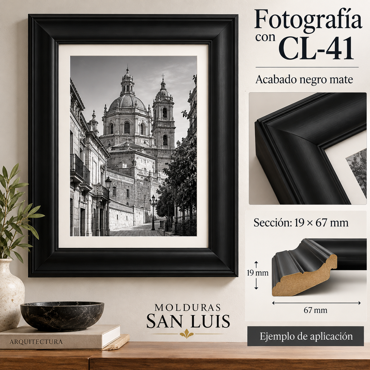 Moldura de madera lisa para marco CL41 – Kit de 4 piezas