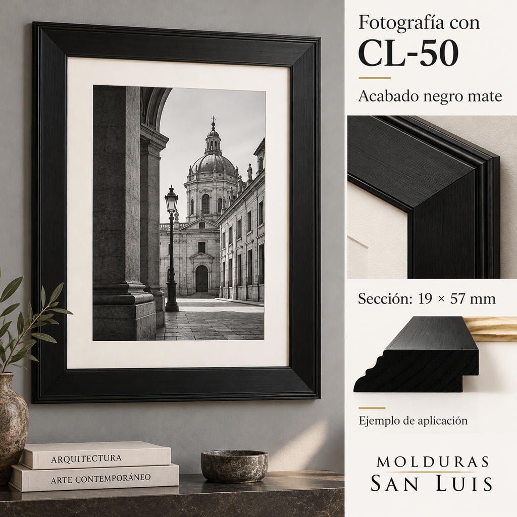 Moldura de madera lisa para marco CL50 – Kit de 4 piezas