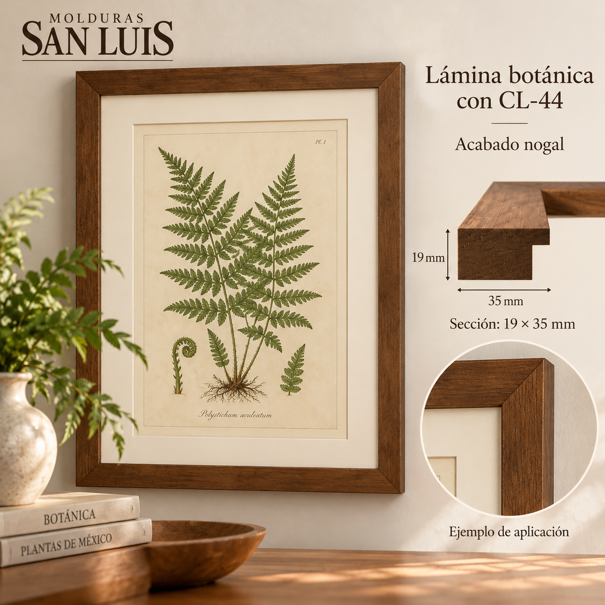 Moldura de madera lisa para marco CL44 – Kit de 4 piezas