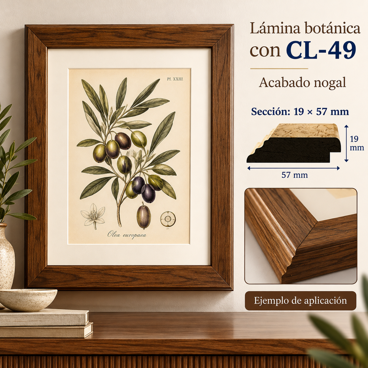 Moldura de madera lisa para marco CL49 – Kit de 4 piezas