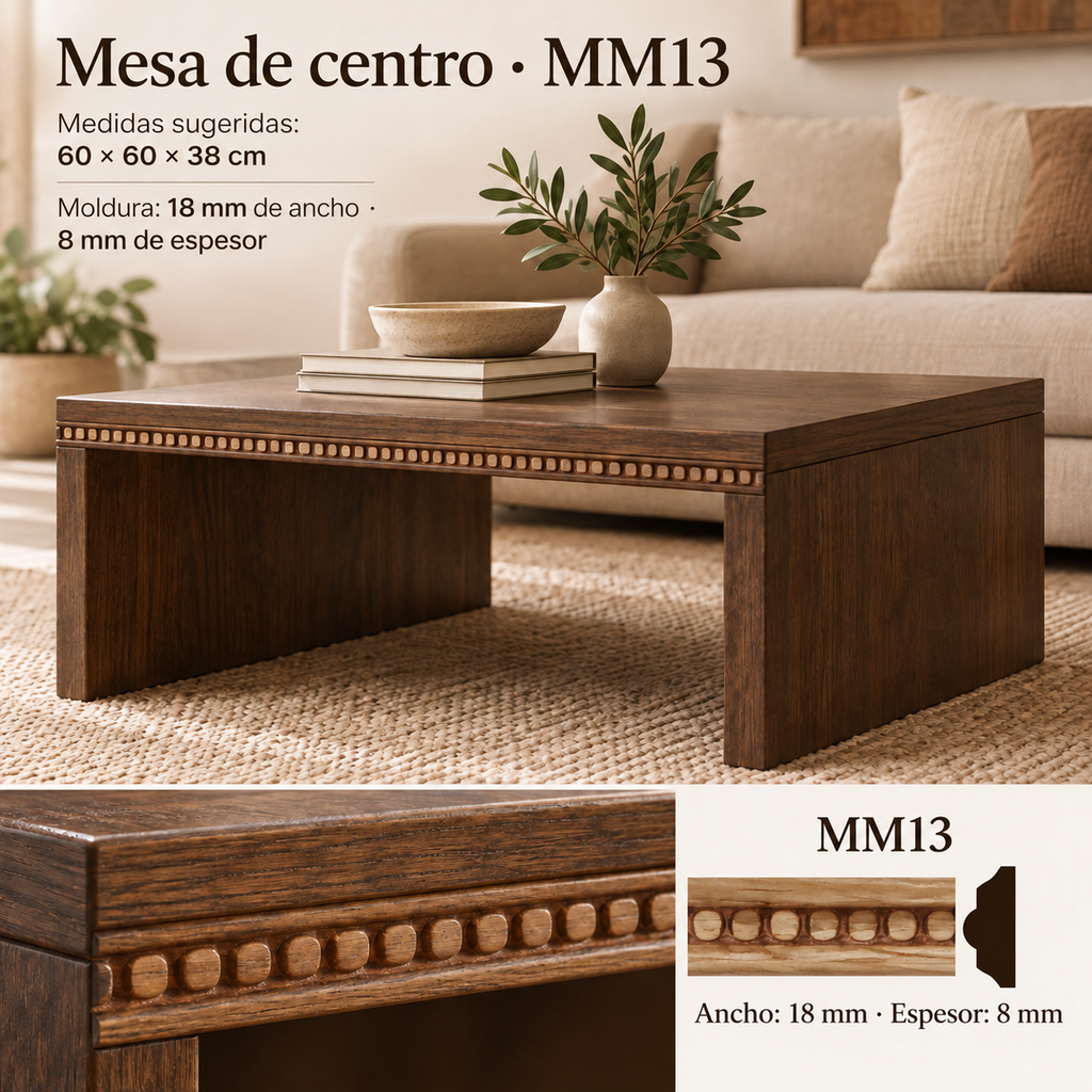 Moldura de madera grabada para mueble MM-13 – Kit de 4 piezas