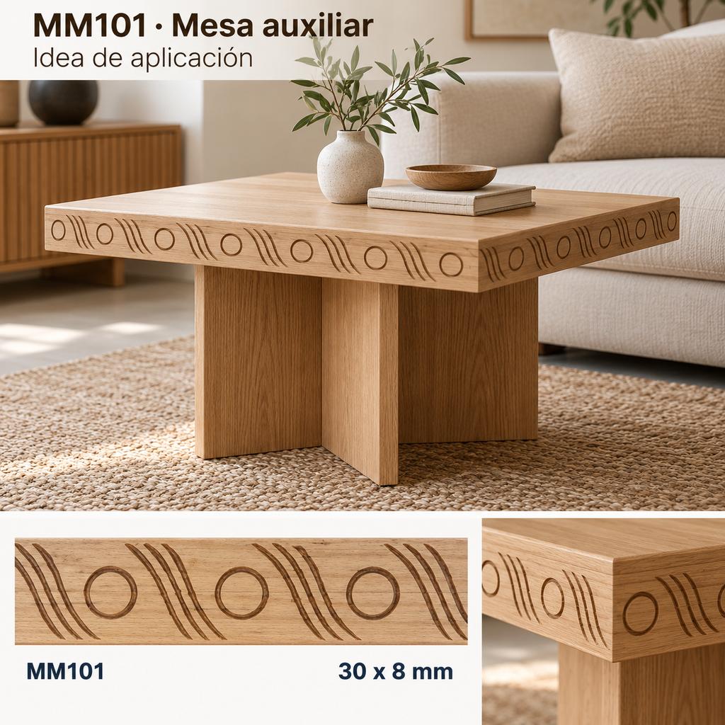 Moldura de madera grabada para mueble MM-101 – Kit de 4 piezas