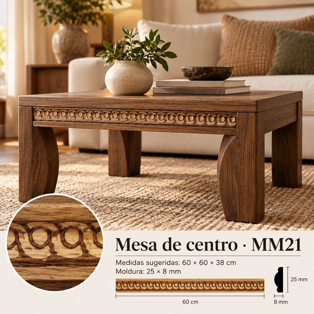 Moldura de madera grabada para mueble MM-21 – Kit de 4 piezas